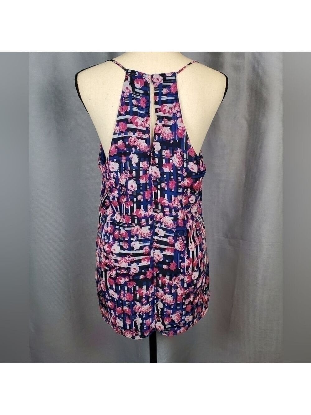 Floral patterened tank top, blue and pink, size L - Picture 3 of 7